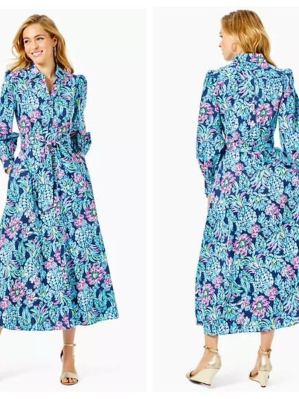 NWT Lilly Pulitzer Mira Shirtdress High Tide Navy Pineapple Paradise Size 6 - Picture 3 of 6